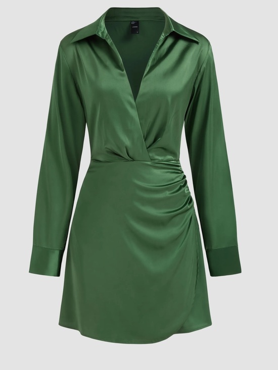 Cider Dresses & Skirts - Cider Dirty Martini Green Satin Wrap Shirt Dress SOLD OUT ONLINE